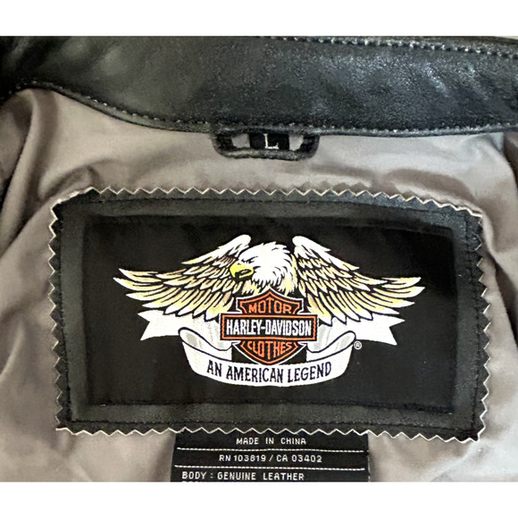 Harley Davidson Womens Leather Bomber Jacket Size Large Limited Edition No Cages - Picture 8 of 16